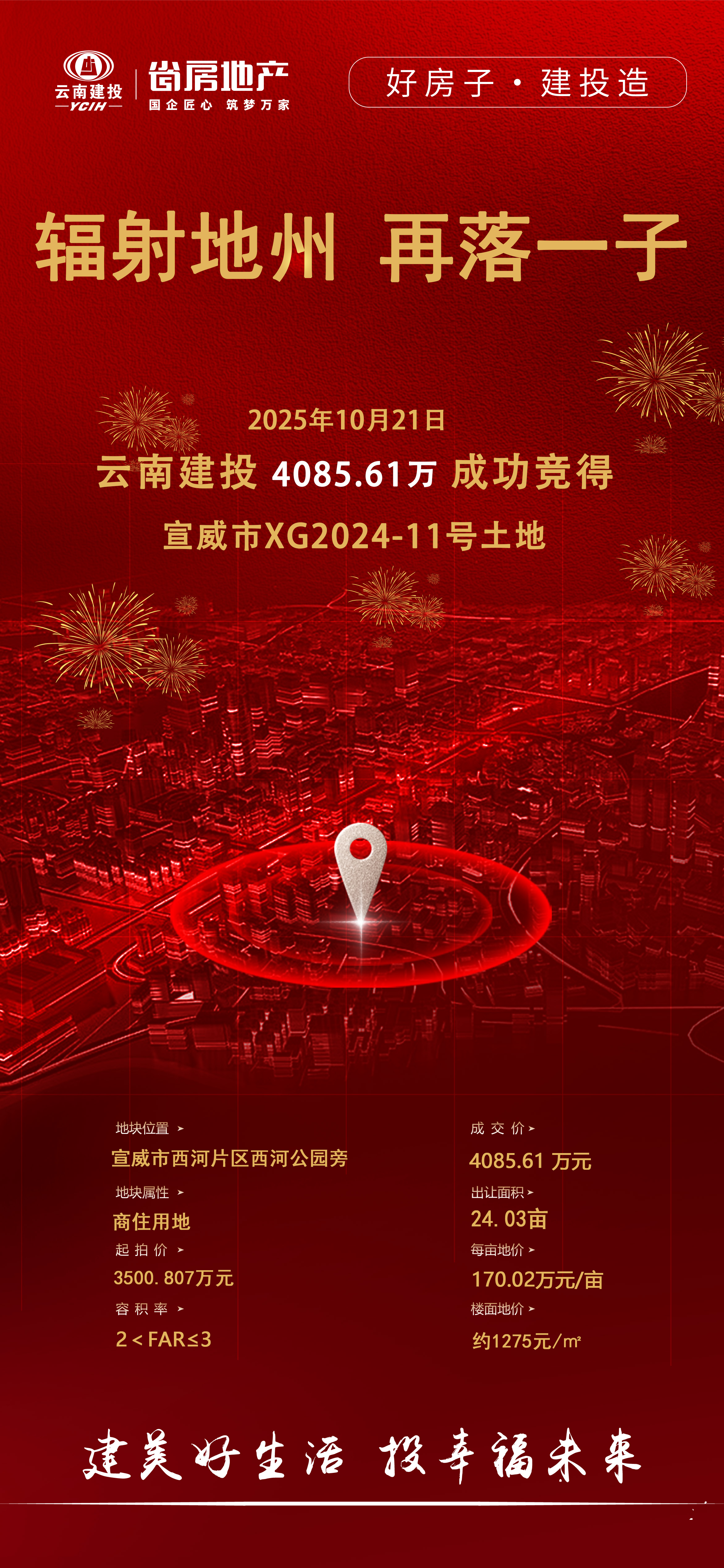 好房子 建投造丨省房公司競(jìng)得宣威市中心城區(qū)一宗優(yōu)質(zhì)商住混合用地